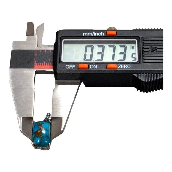 Turquoise & Sterling Silver 925 Small Petite Silver Rectangular Pendant W/ Bail - Picture 4 of 6